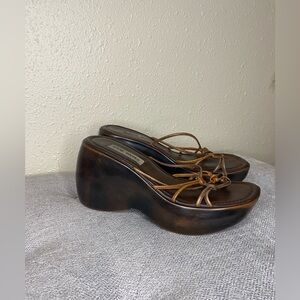 Vintage 90’s Steve Madden chunky wedge sandal | Ranee style | brown | size 9.5